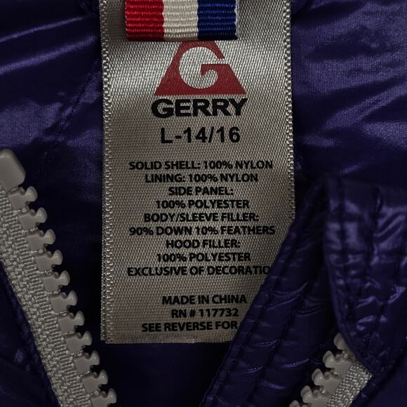 Gerry Fillpower Hooded Quilted Puffer Jacket Girls L 14/16  Purple Gorpcore - Picture 4 of 7